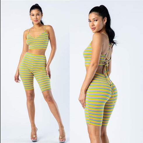 Color Pop | Two piece multicolor short set